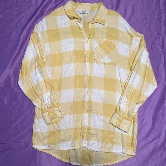 H&M Other - H&M Kids Yellow and White Oversized Flannel Shirt